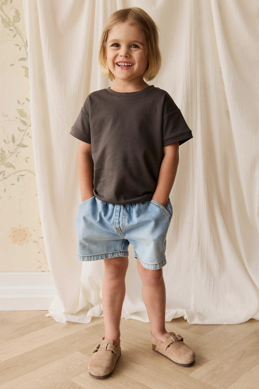 Reid Denim Short - Antique Blue Childrens Short from Jamie Kay Australia