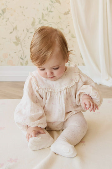 Organic Cotton Muslin Frances Playsuit - Pauline Pink Childrens Playsuit from Jamie Kay Australia