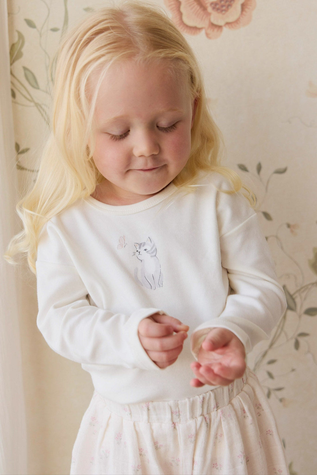 Pima Cotton Arnold Long Sleeve Top - Little Moon Parchment Childrens Top from Jamie Kay Australia