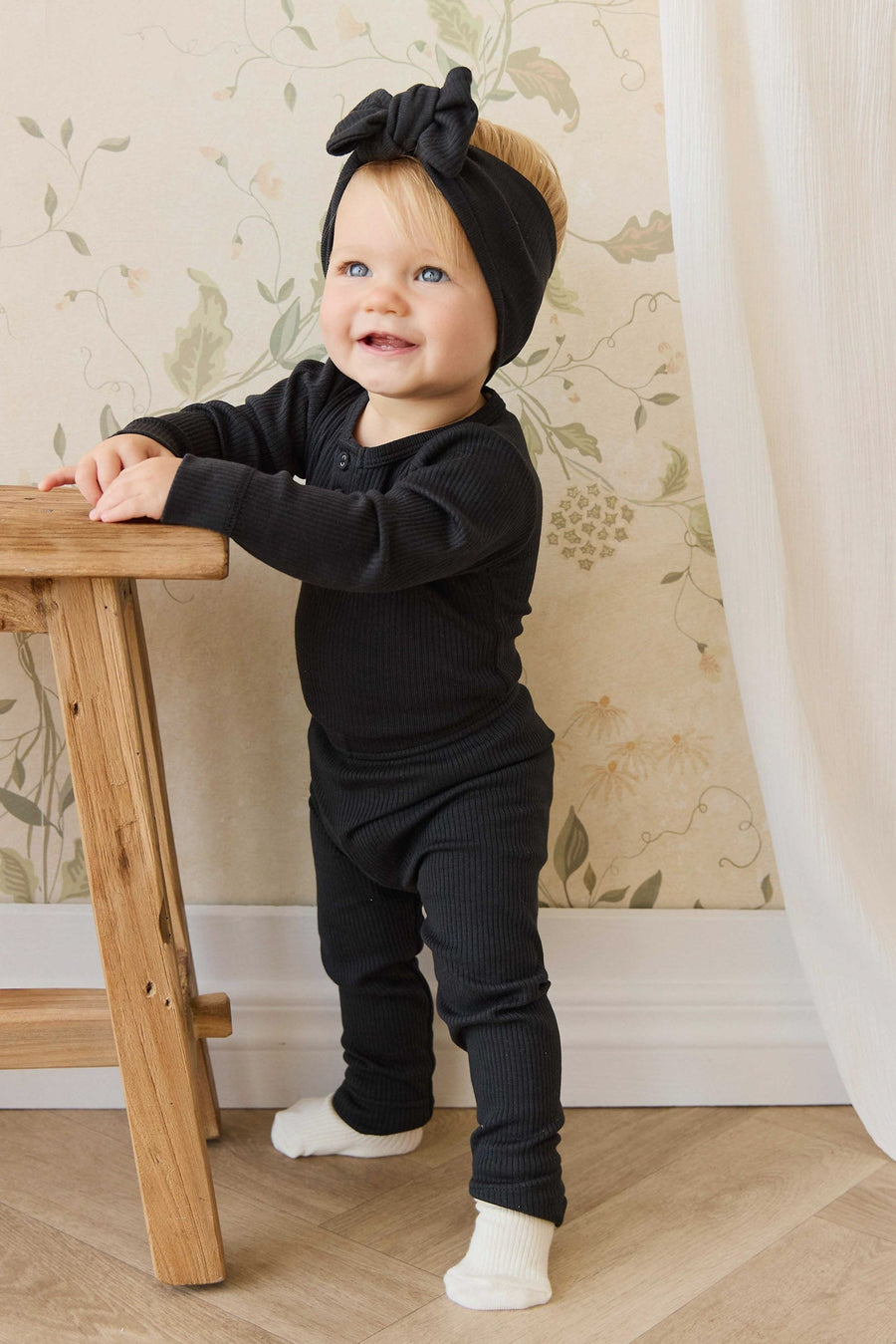 Organic Cotton Modal Long Sleeve Bodysuit - Ebony Childrens Bodysuit from Jamie Kay Australia