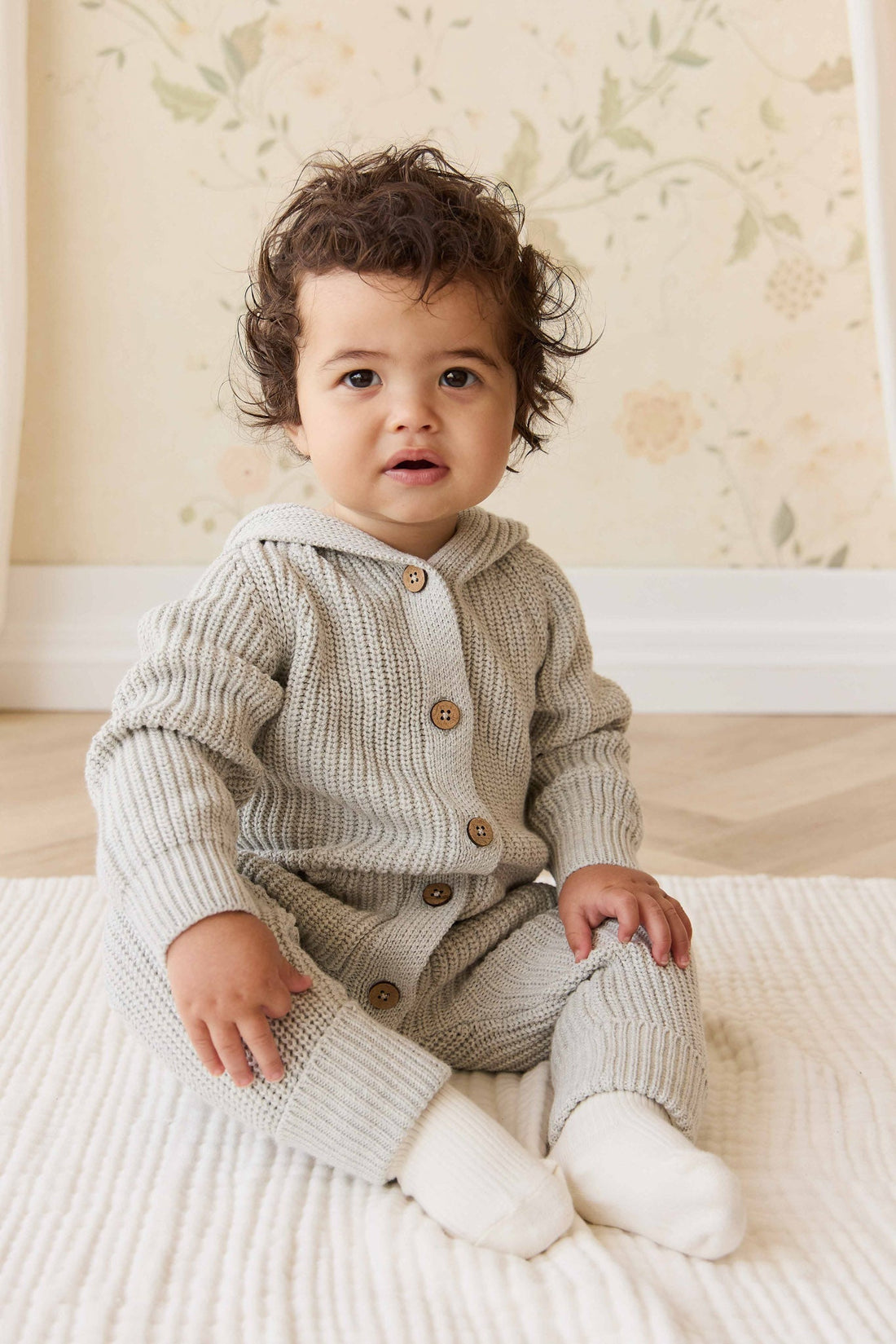 Bear Knit Onepiece - Light Grey Marle Childrens Onepiece from Jamie Kay Australia