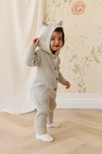 Bear Knit Onepiece - Light Grey Marle Childrens Onepiece from Jamie Kay Australia