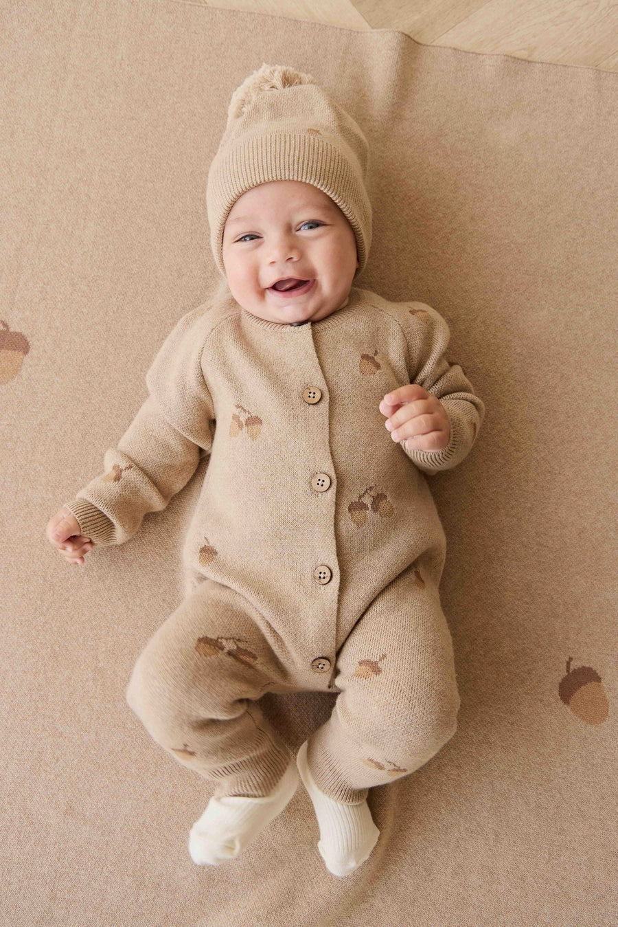Easton Onepiece - Forest Acorns Cashew Marle Childrens Onepiece from Jamie Kay Australia