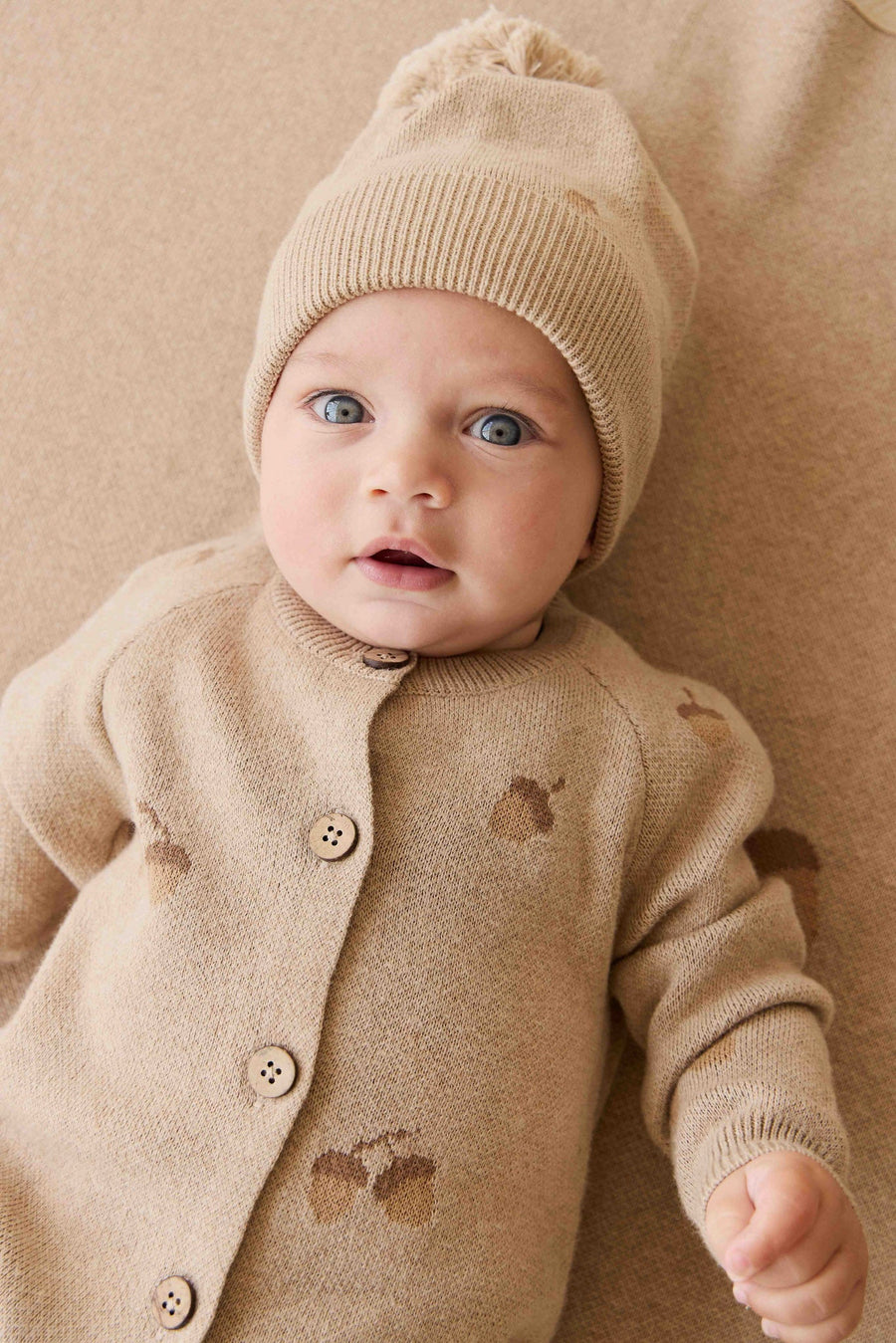 Easton Hat - Forest Acorns Cashew Marle Childrens Beanie from Jamie Kay Australia