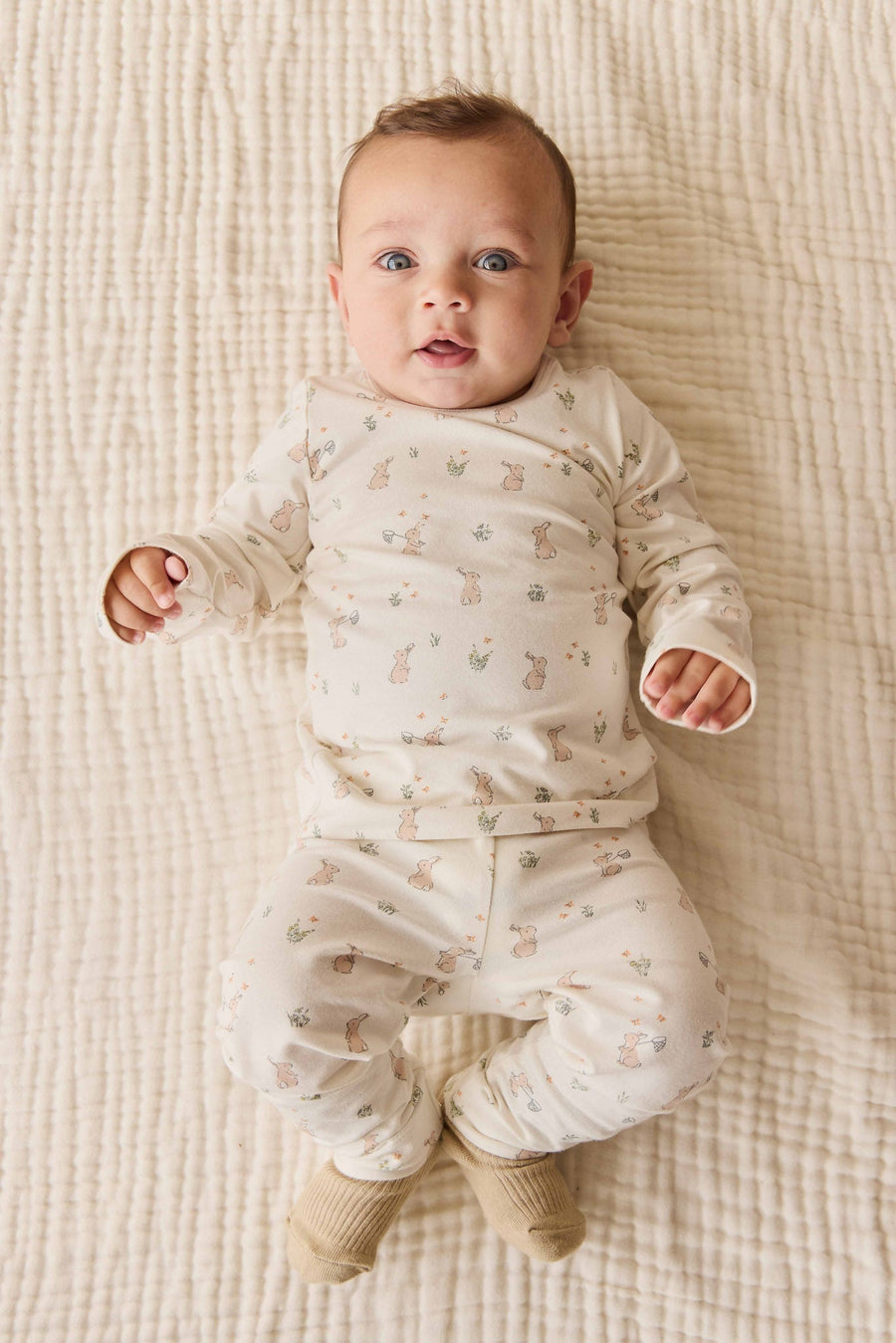 Organic Cotton Baker Long Sleeve Pyjama Set - Lapin Jardin Crisp Childrens Pyjama from Jamie Kay Australia