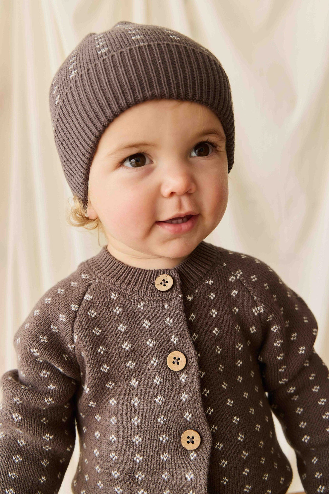 Dorian Onepiece - Knitted Diamonds Coffee Childrens Onepiece from Jamie Kay Australia