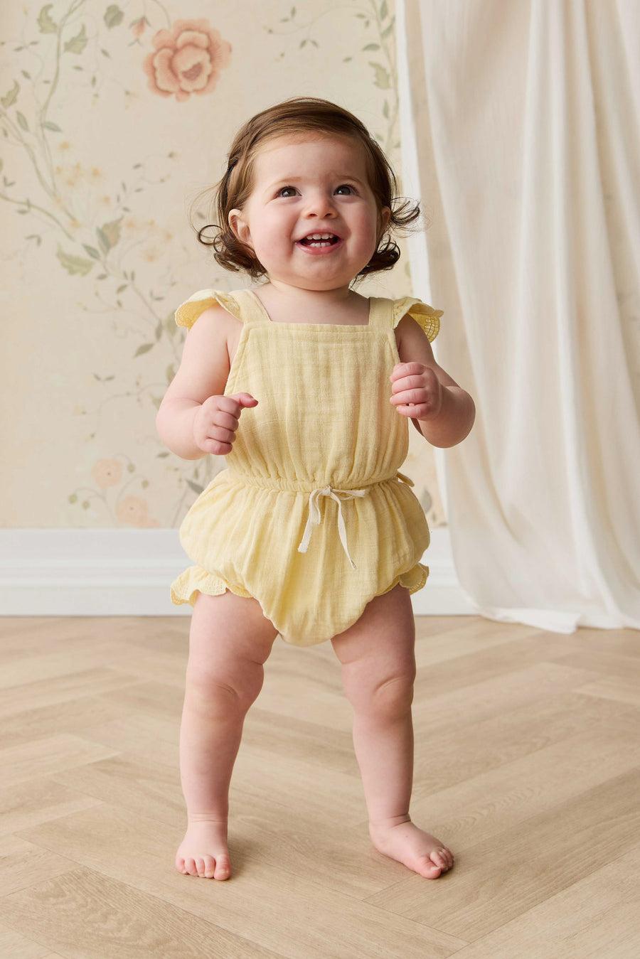 Organic Cotton Muslin Luciana Playsuit - Sunshine Childrens Playsuit from Jamie Kay Australia