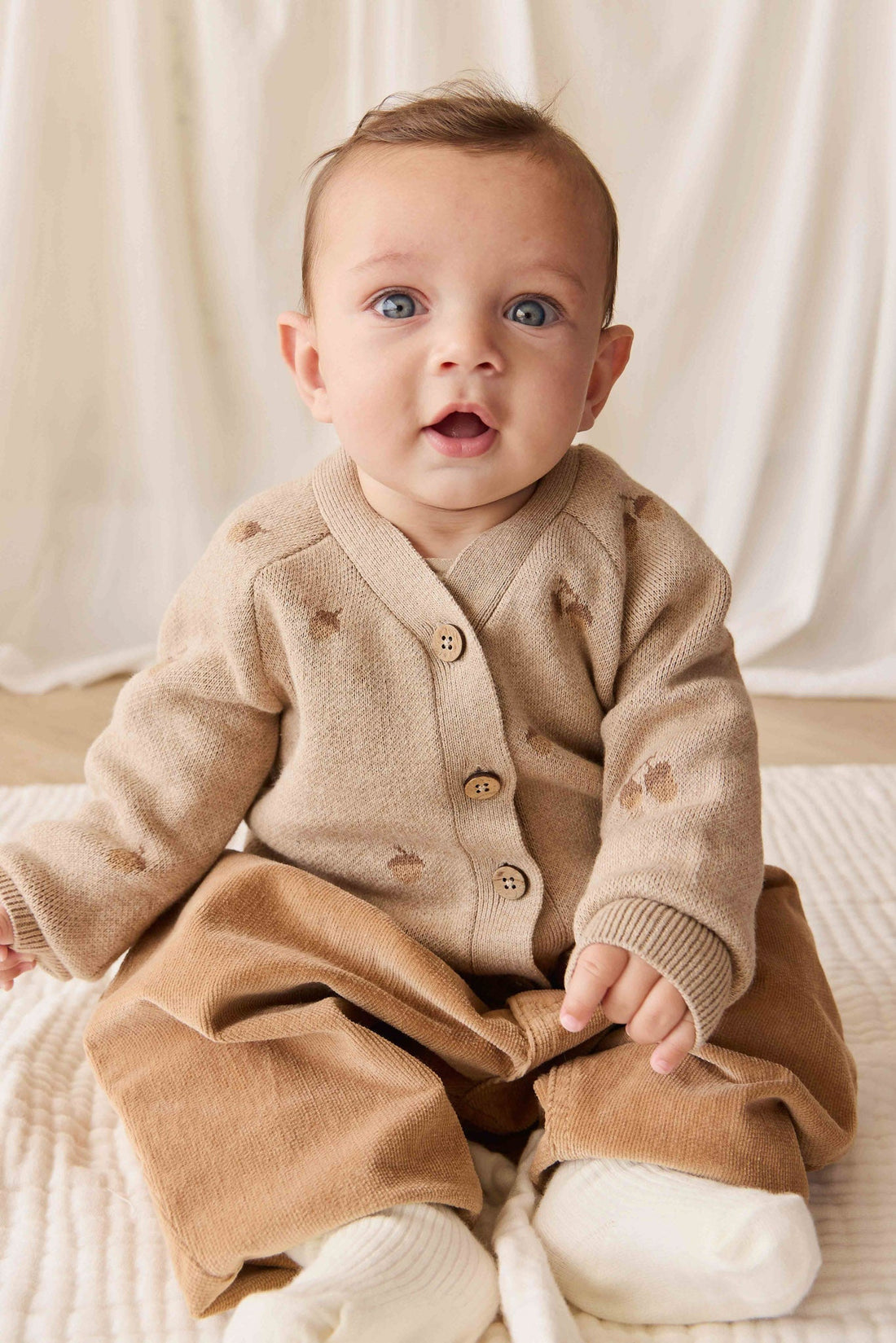 Easton Cardigan - Forest Acorns Cashew Marle Childrens Cardigan from Jamie Kay Australia