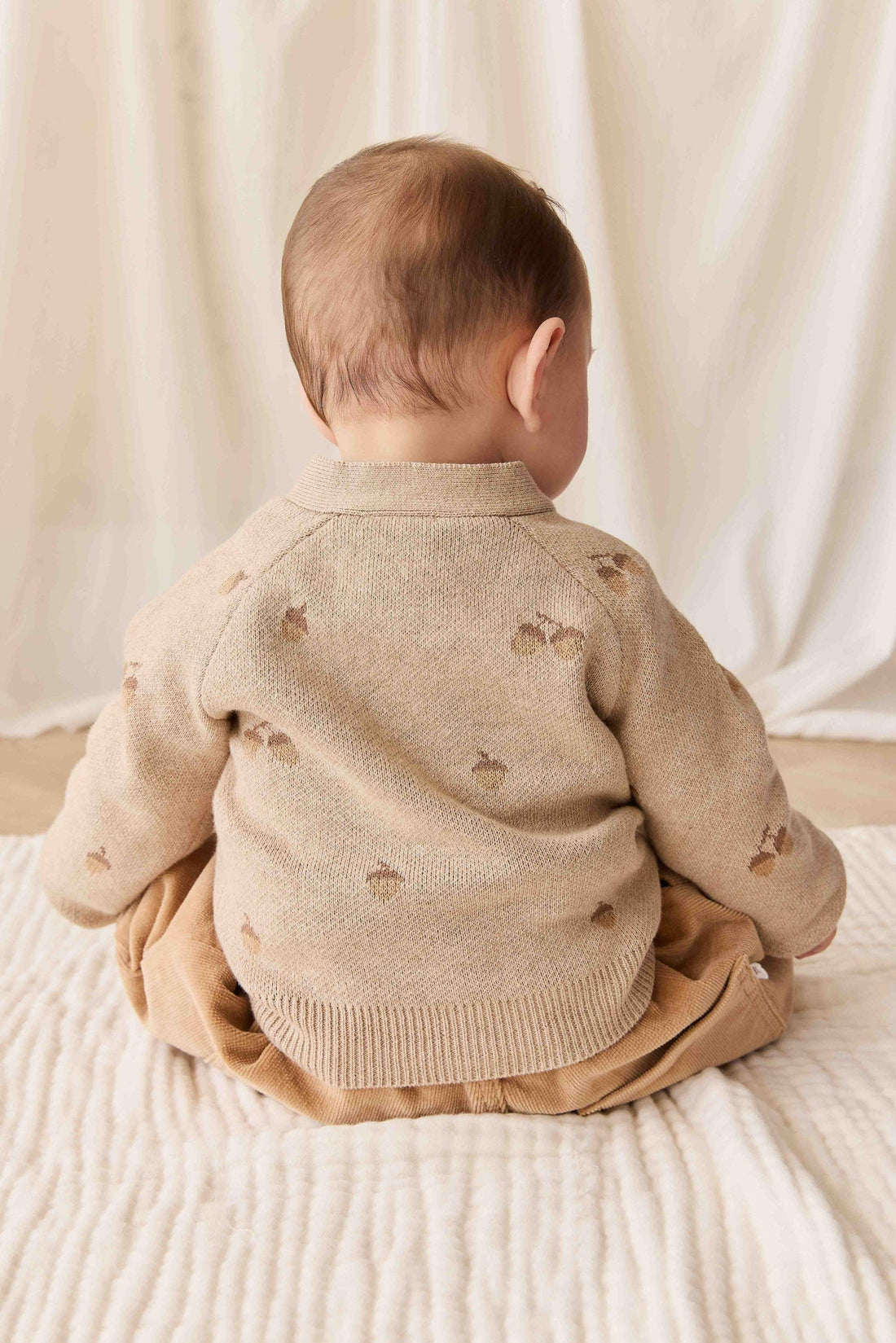 Easton Cardigan - Forest Acorns Cashew Marle Childrens Cardigan from Jamie Kay Australia