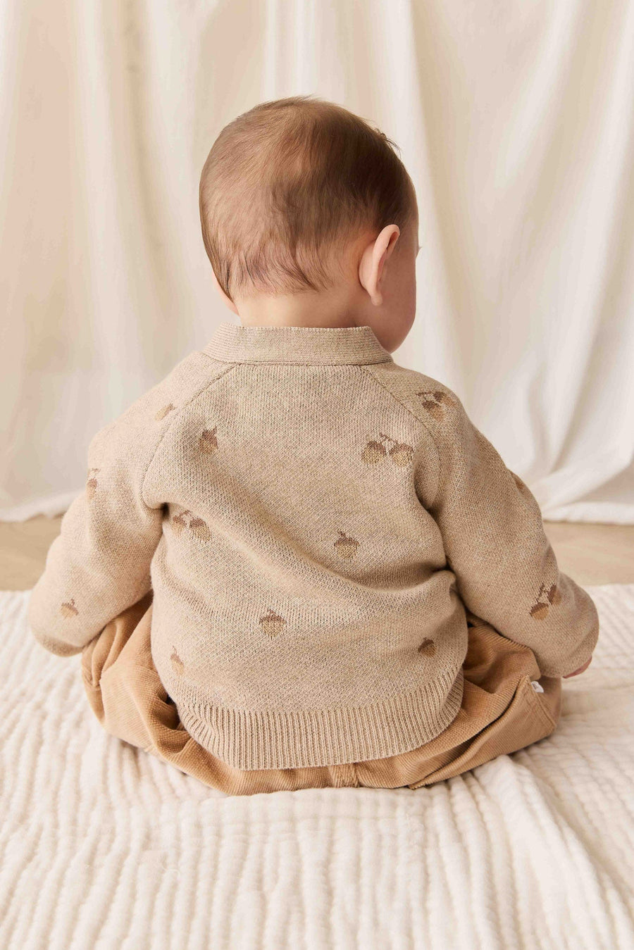 Easton Cardigan - Forest Acorns Cashew Marle Childrens Cardigan from Jamie Kay Australia