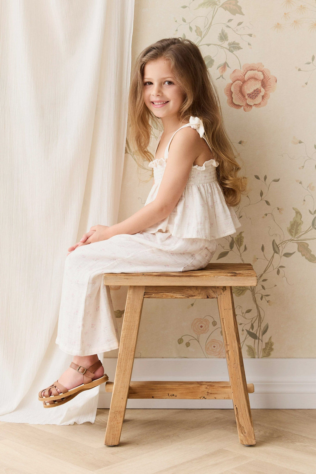 Organic Cotton Muslin Odette Pant - Pauline Pink Childrens Pant from Jamie Kay Australia