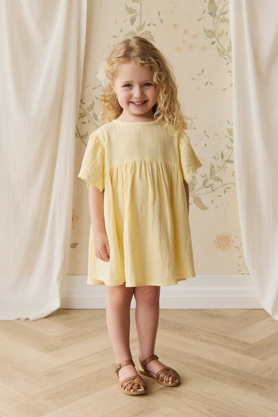 Organic Cotton Muslin Phillipa Dress - Sunshine Childrens Dress from Jamie Kay Australia
