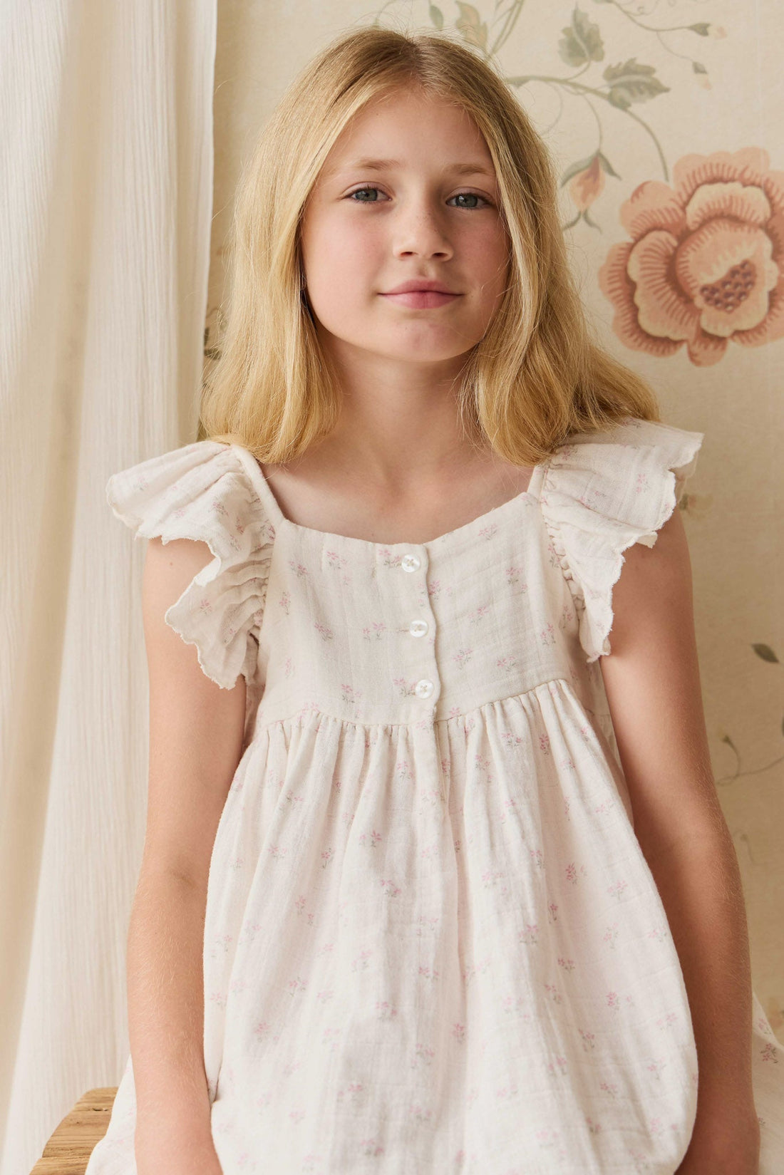 Organic Cotton Muslin Annalise Dress - Pauline Pink Childrens Dress from Jamie Kay Australia