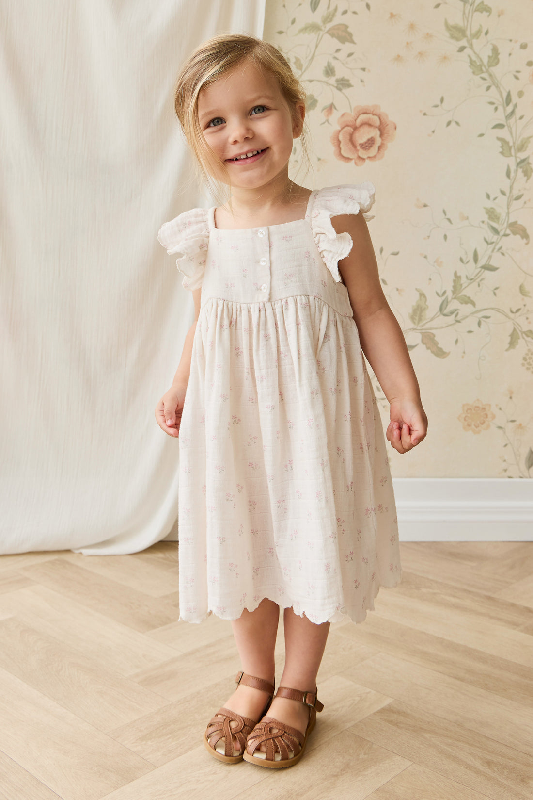 Organic Cotton Muslin Annalise Dress - Pauline Pink Childrens Dress from Jamie Kay Australia