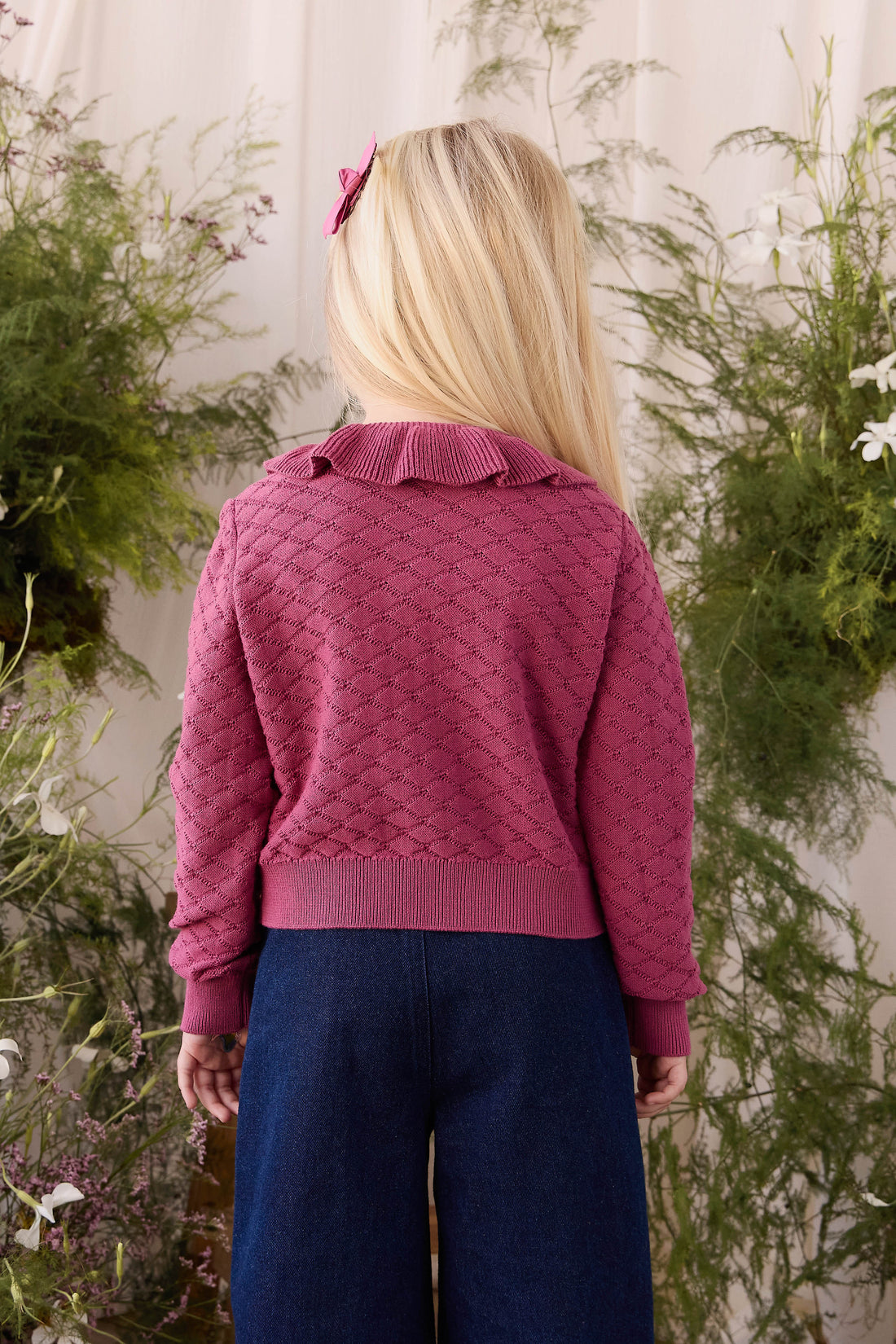 Alison Cardigan - Raspberry Wine Childrens Cardigan from Jamie Kay Australia