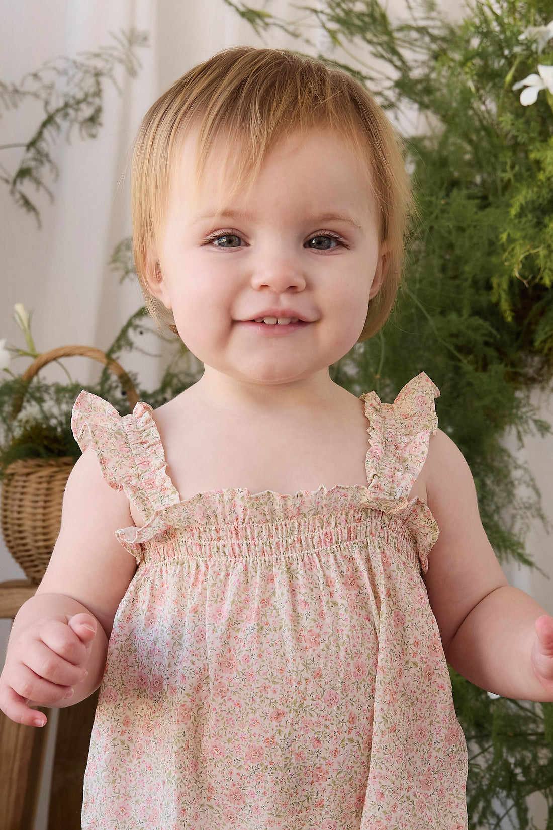 Organic Cotton Catalina Playsuit - Flora Pink Childrens Playsuit from Jamie Kay Australia