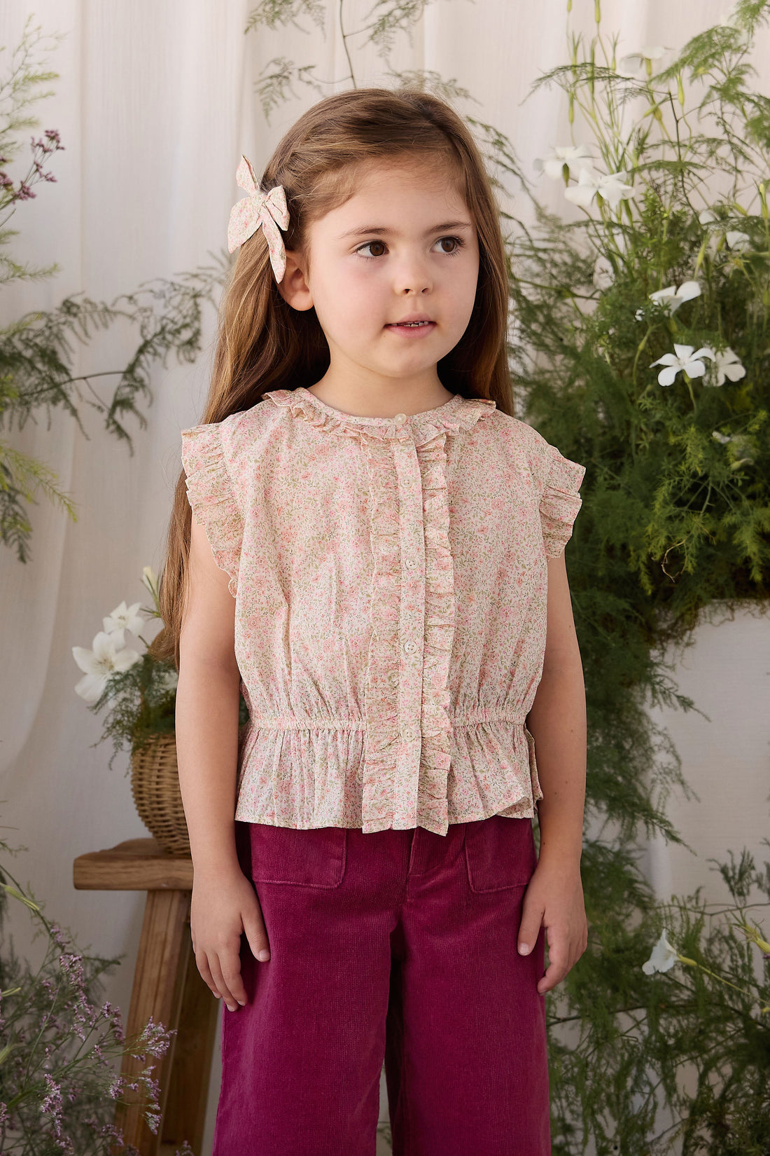Organic Cotton Calianna Top - Flora Pink Childrens Top from Jamie Kay Australia