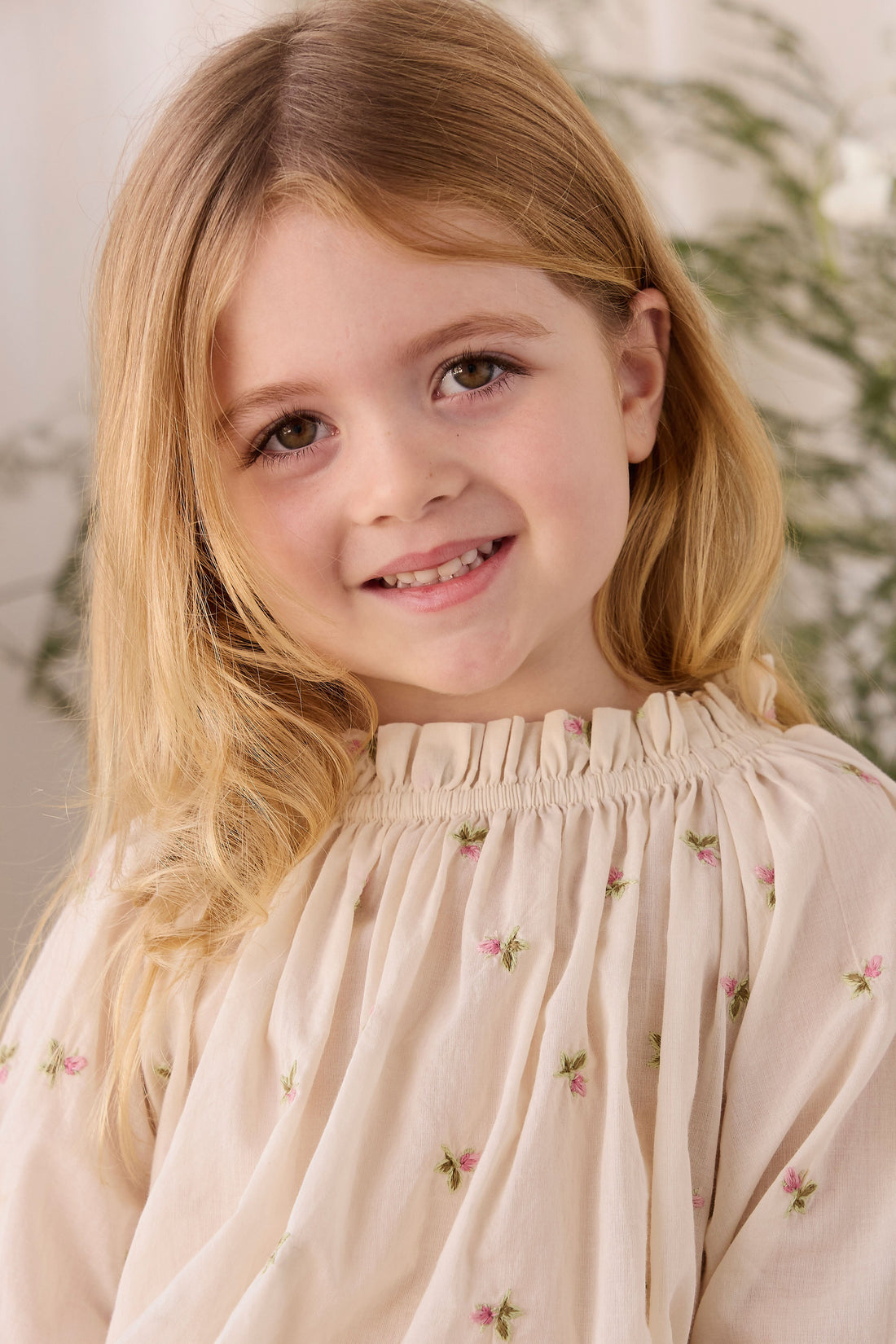 Organic Cotton Acacia Blouse - Rosebud Egret Childrens Top from Jamie Kay Australia