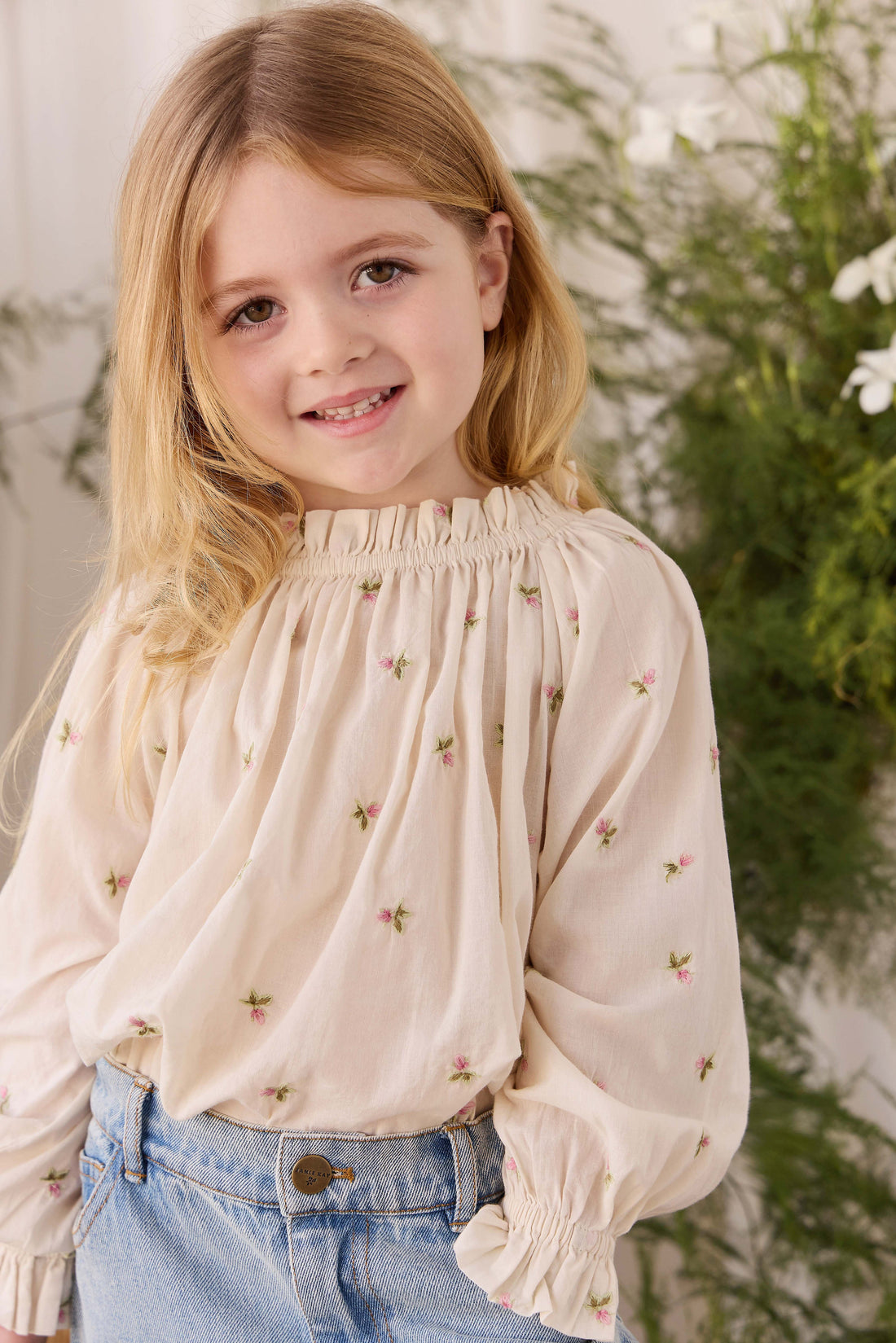 Organic Cotton Acacia Blouse - Rosebud Egret Childrens Top from Jamie Kay Australia