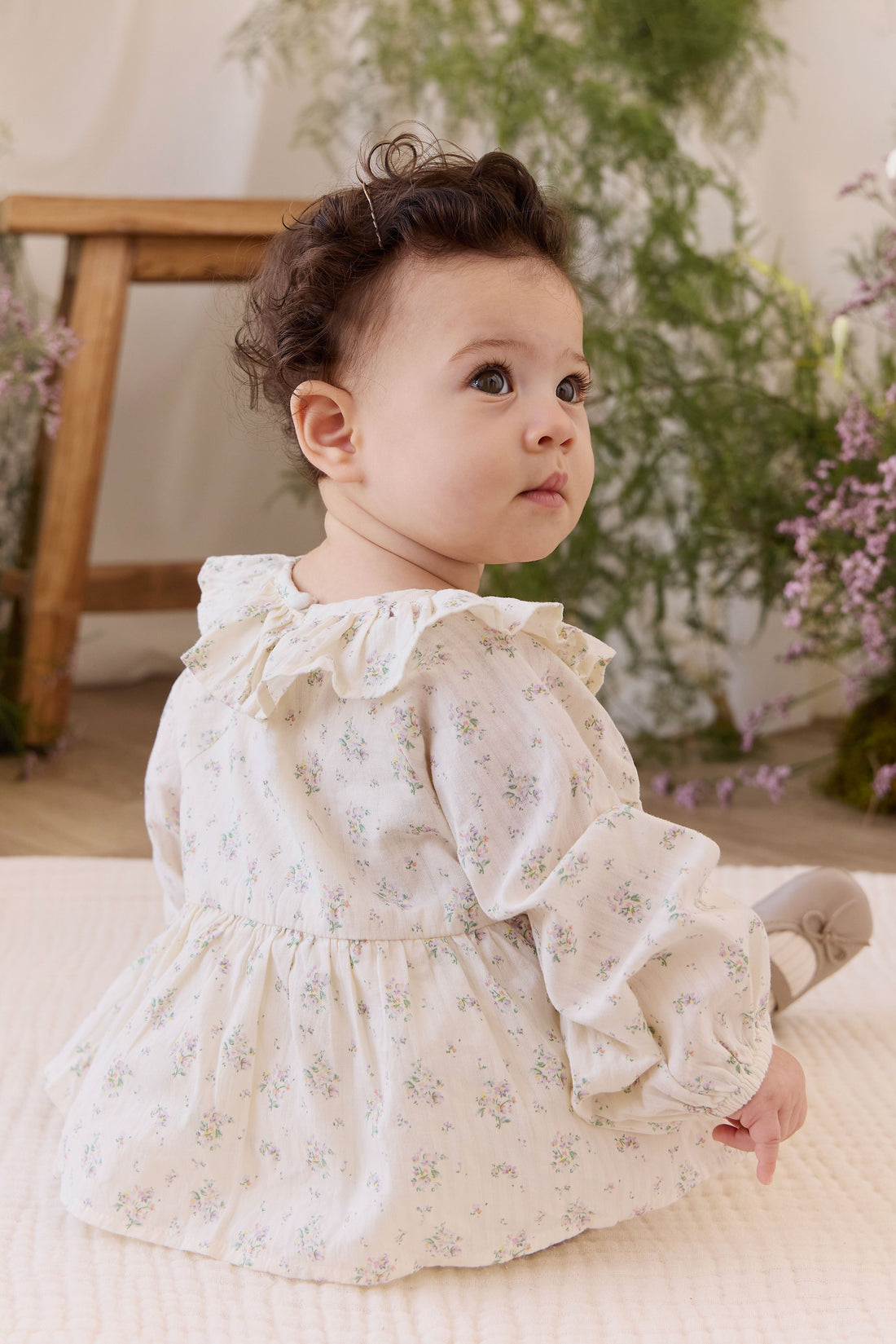 Organic Cotton Cecile Playsuit - Justine Orchid Childrens Playsuit from Jamie Kay Australia