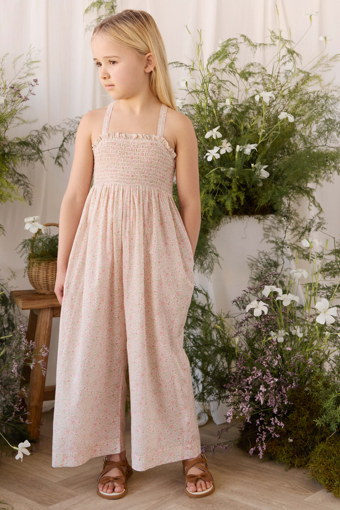 Organic Cotton Arabella Jumpsuit - Flora Pink Childrens Onepiece from Jamie Kay Australia