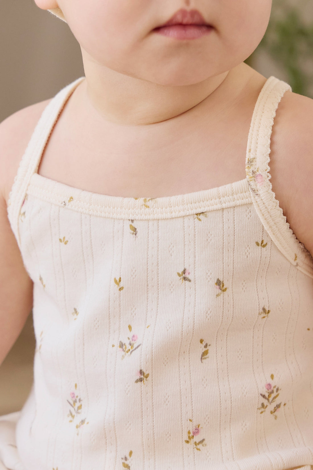 Organic Cotton Pointelle Bebe Singlet - Dina Antique Childrens Singlet from Jamie Kay Australia