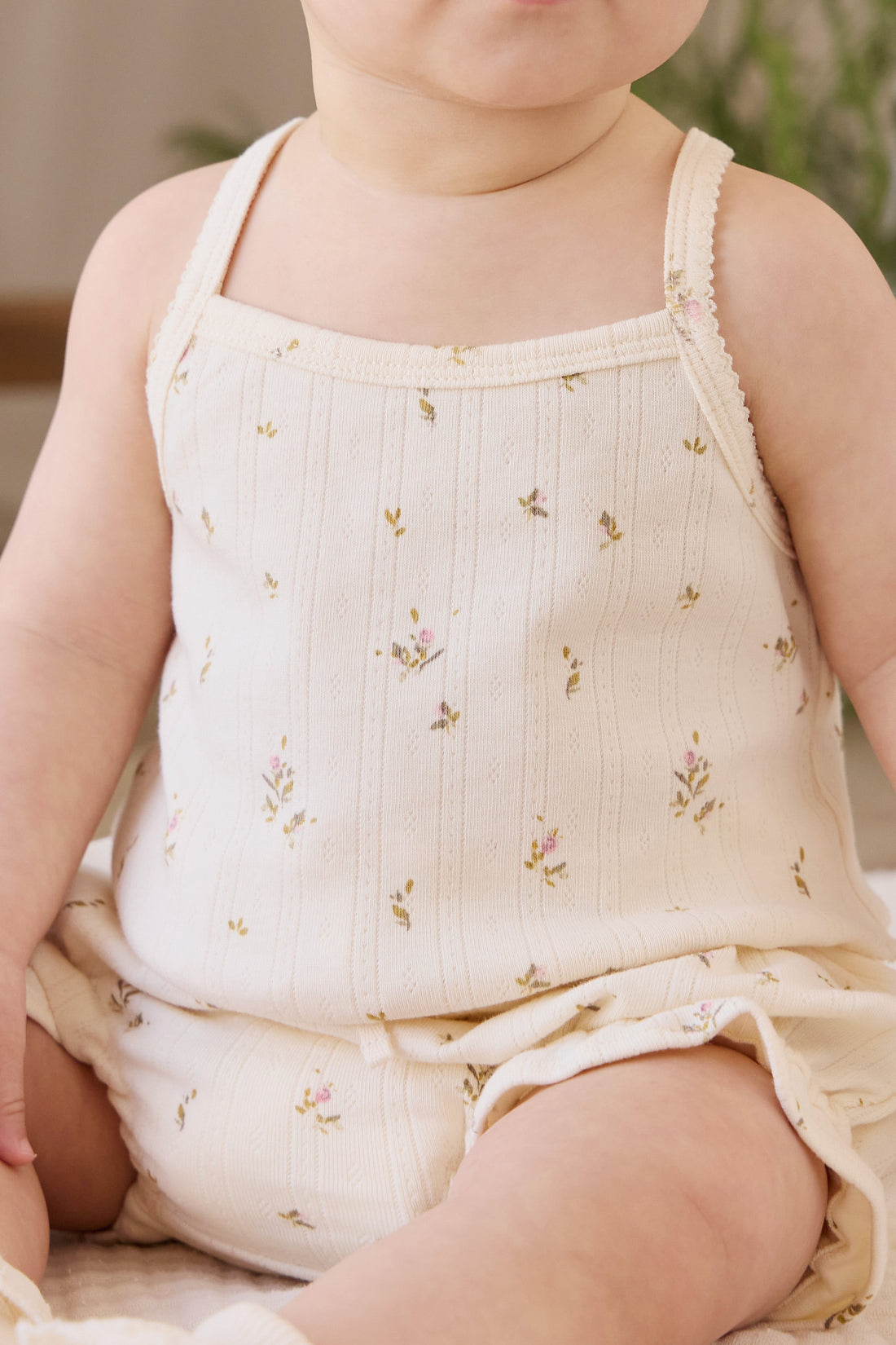 Organic Cotton Pointelle Bebe Singlet - Dina Antique Childrens Singlet from Jamie Kay Australia