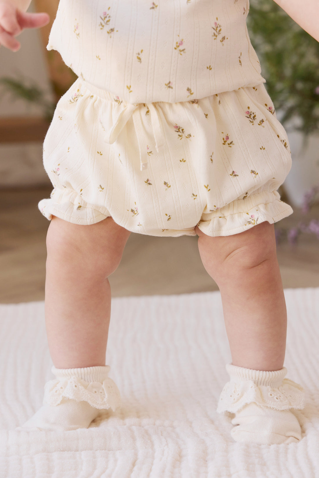 Organic Cotton Pointelle Frill Bloomer - Dina Antique Childrens Bloomer from Jamie Kay Australia