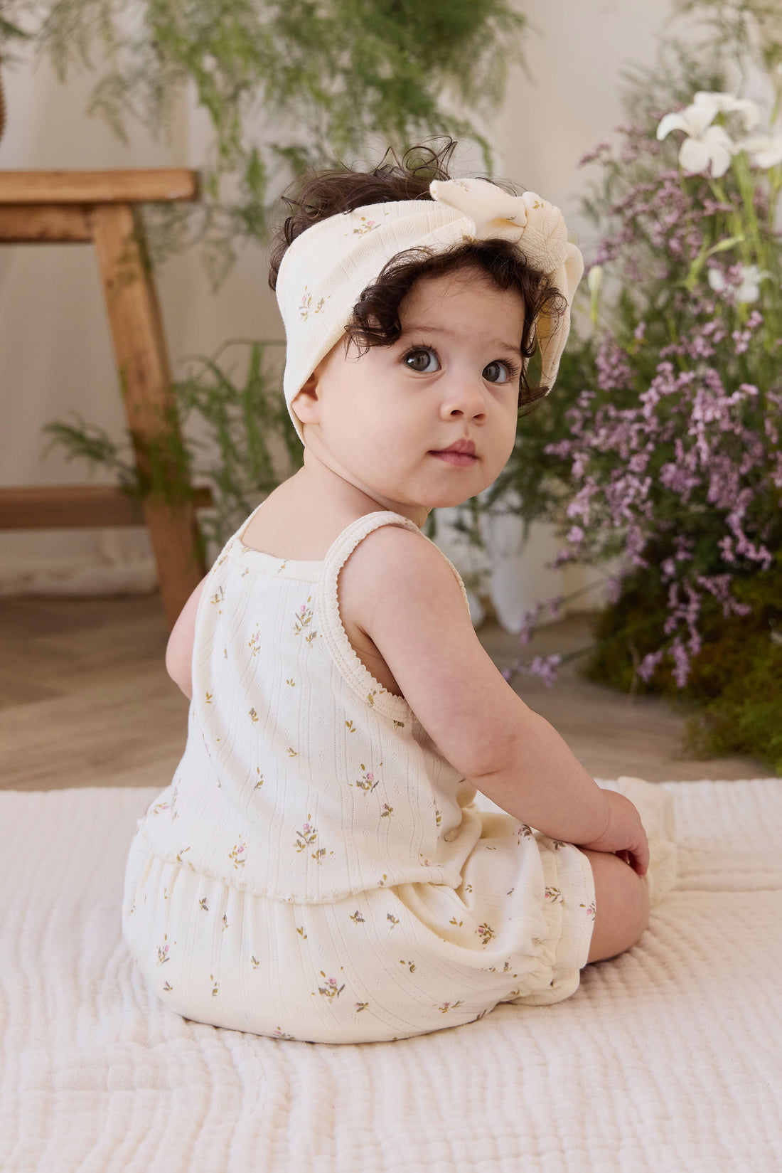 Organic Cotton Pointelle Headband - Dina Antique Childrens Headband from Jamie Kay Australia