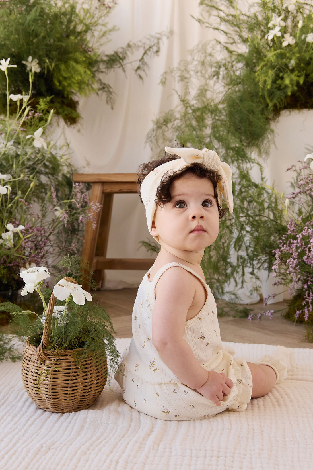 Organic Cotton Pointelle Bebe Singlet - Dina Antique Childrens Singlet from Jamie Kay Australia
