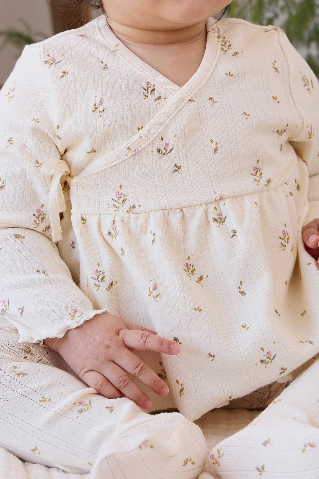 Organic Cotton Pointelle Lydie Wrap Top - Dina Antique Childrens Top from Jamie Kay Australia