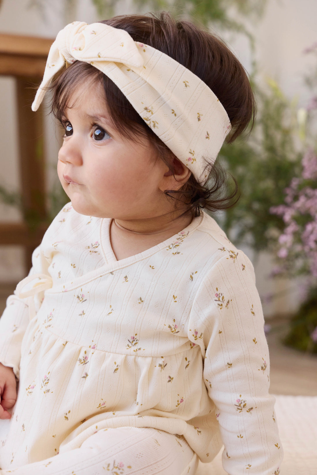 Organic Cotton Pointelle Lydie Wrap Top - Dina Antique Childrens Top from Jamie Kay Australia