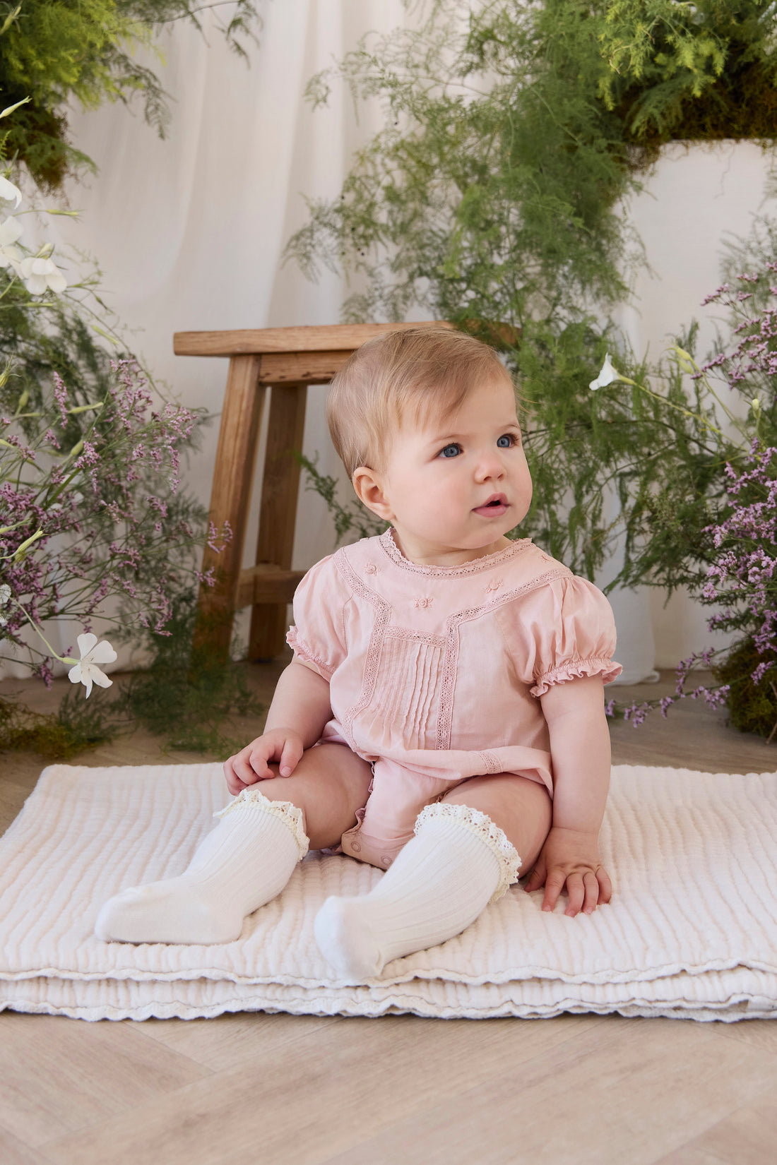 Organic Cotton Misty Playsuit - Shell Pink Childrens Playsuit from Jamie Kay Australia