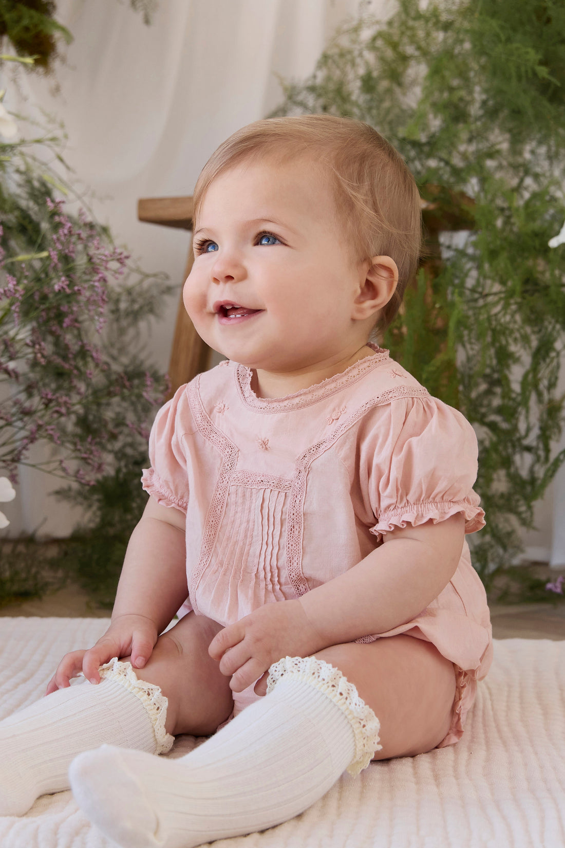 Organic Cotton Misty Playsuit - Shell Pink Childrens Playsuit from Jamie Kay Australia