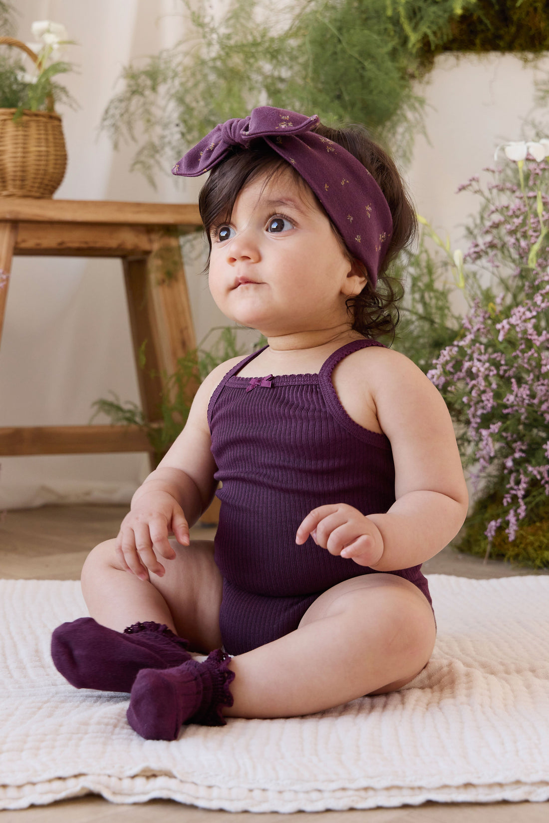 Organic Cotton Modal Laylin Singletsuit - Fig Childrens Bodysuit from Jamie Kay Australia