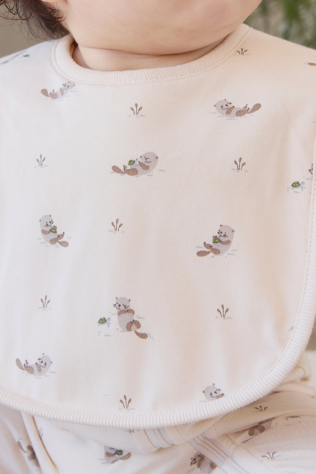 Organic Cotton Bib - Otter Buddies Tofu Childrens Bib from Jamie Kay Australia