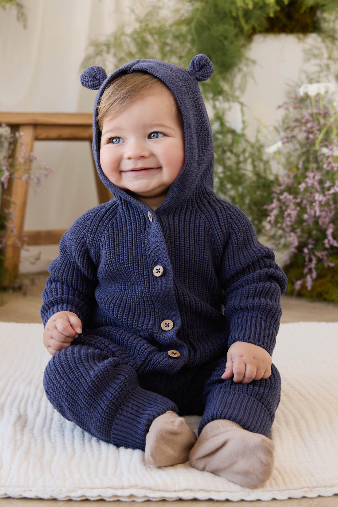 Bear Knit Onepiece - Marine Childrens Onepiece from Jamie Kay Australia