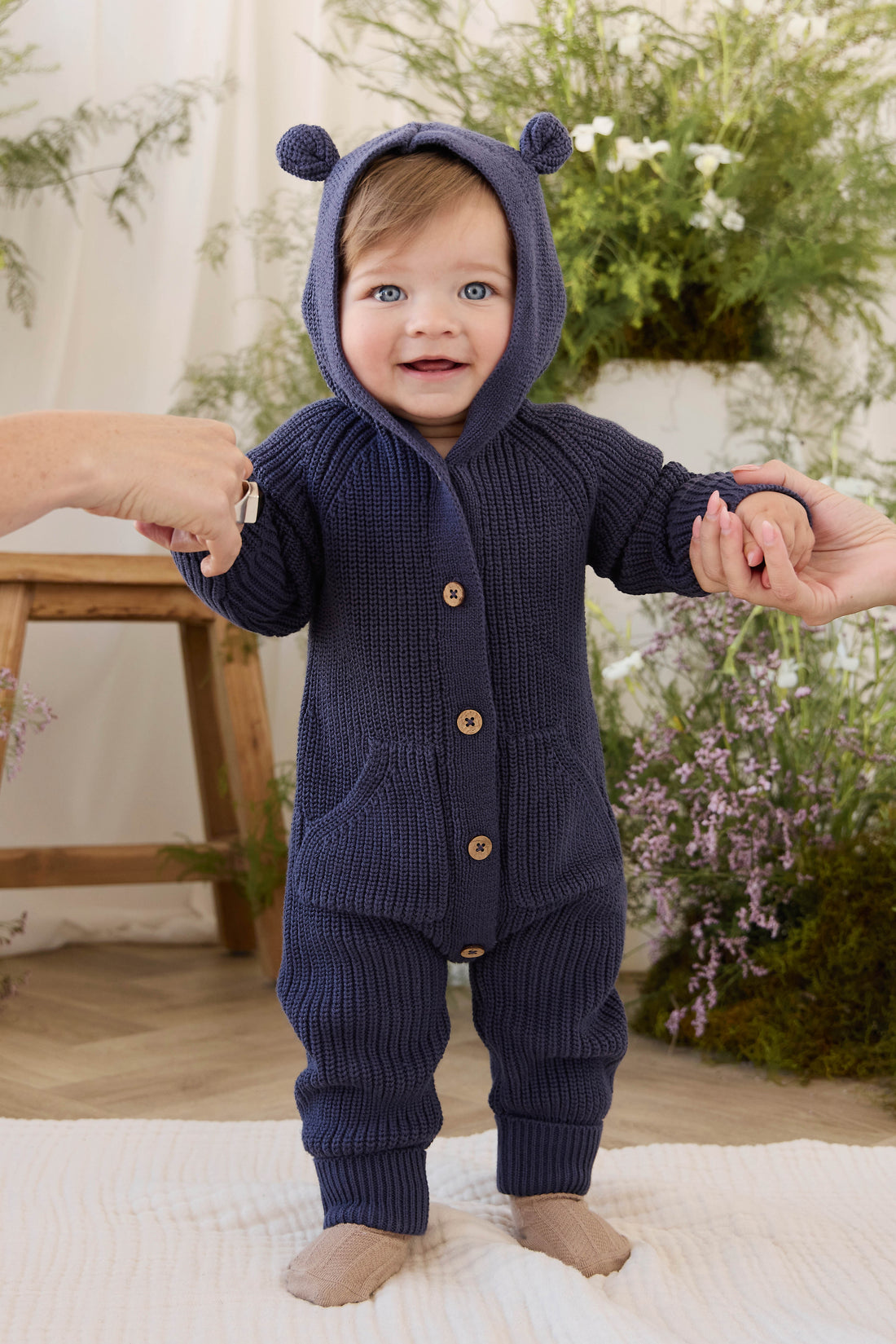 Bear Knit Onepiece - Marine Childrens Onepiece from Jamie Kay Australia