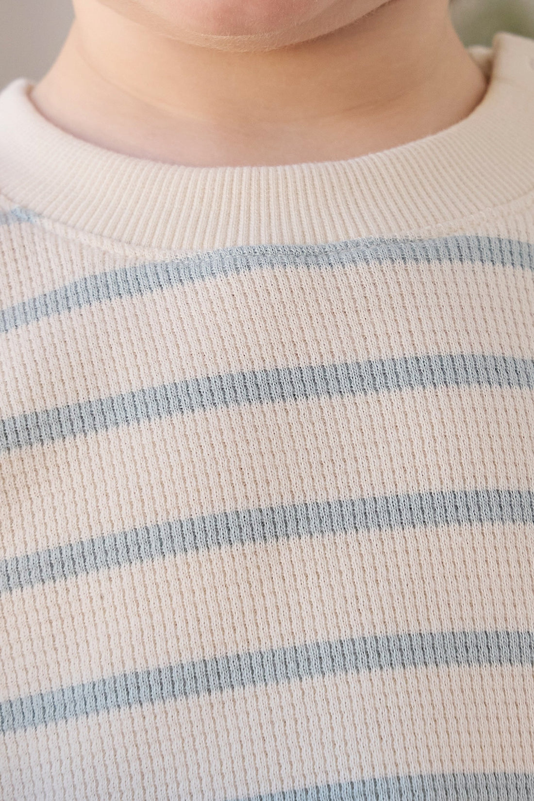 Organic Cotton Waffle Leith Tee - James Stripe Reef/Cloud Childrens Top from Jamie Kay Australia