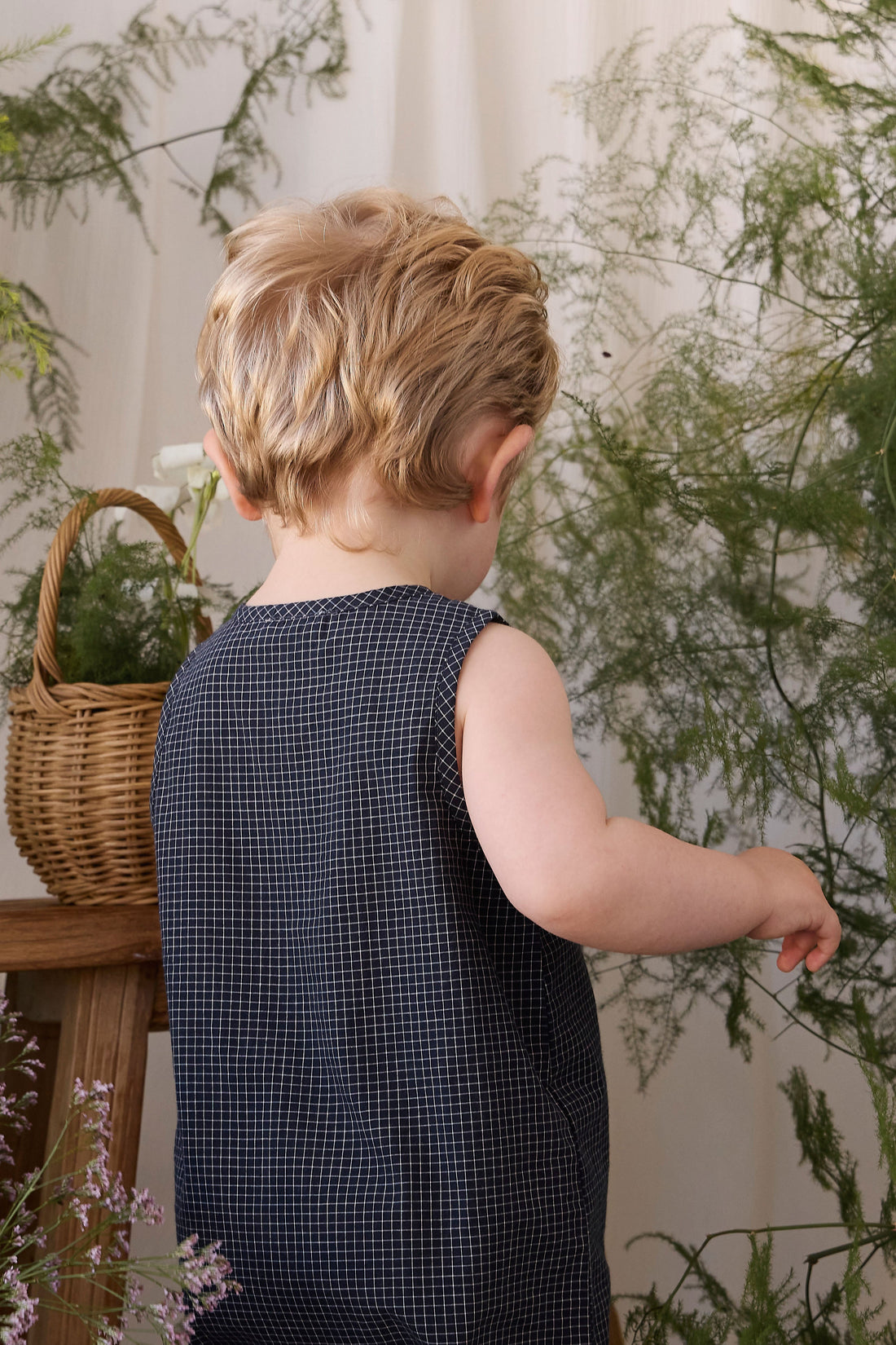 Organic Cotton Milo Jumpsuit - Eclipse Grid Childrens Jumpsuit from Jamie Kay Australia