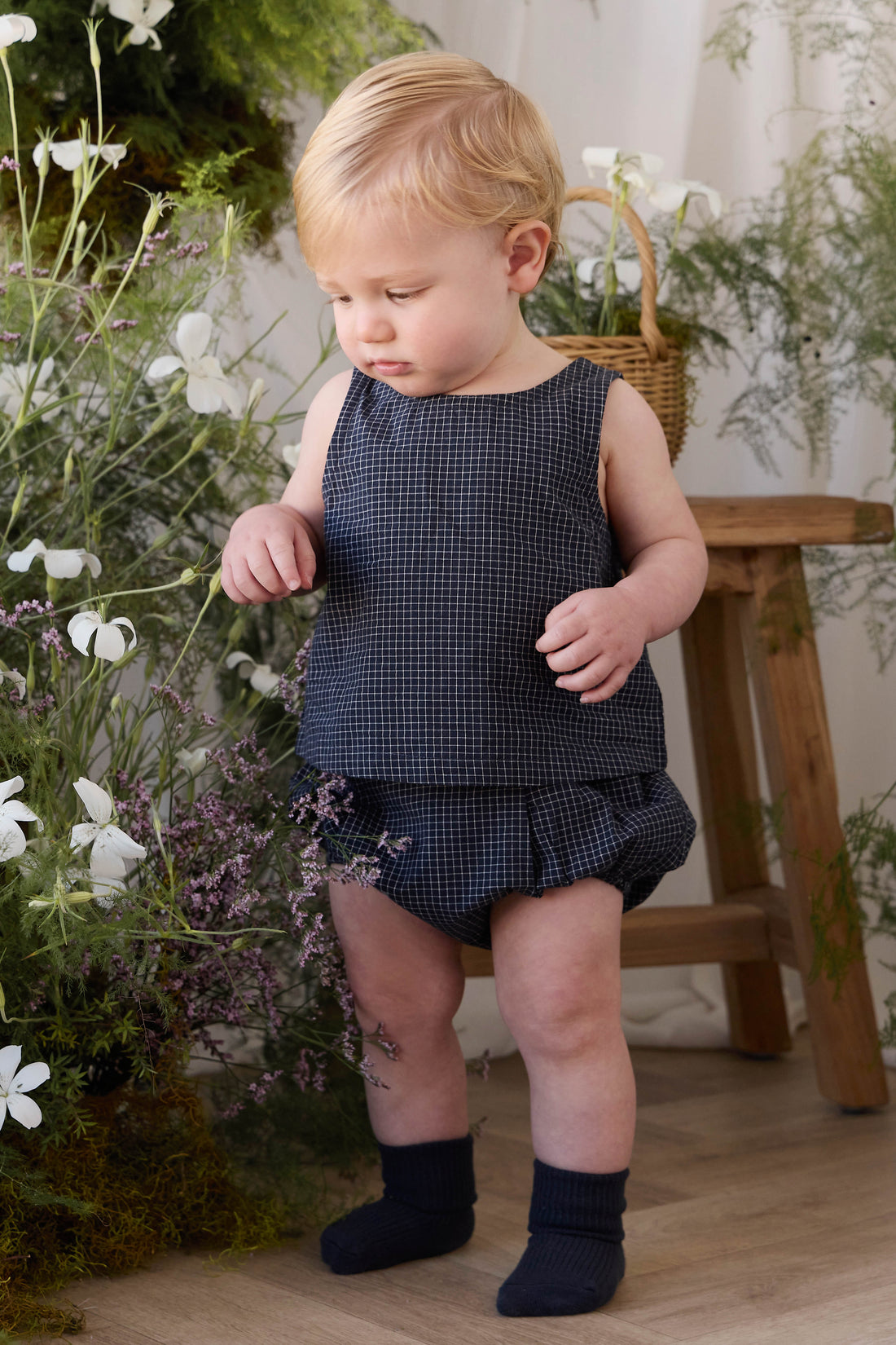 Organic Cotton Winslow Top - Eclipse Grid Childrens Top from Jamie Kay Australia