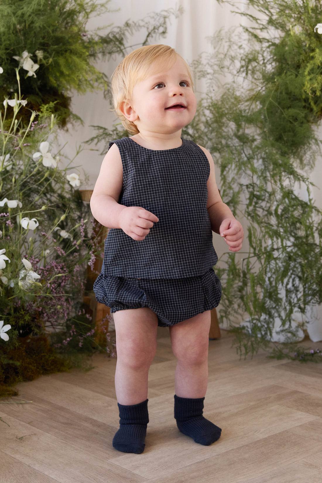 Organic Cotton Winslow Top - Eclipse Grid Childrens Top from Jamie Kay Australia