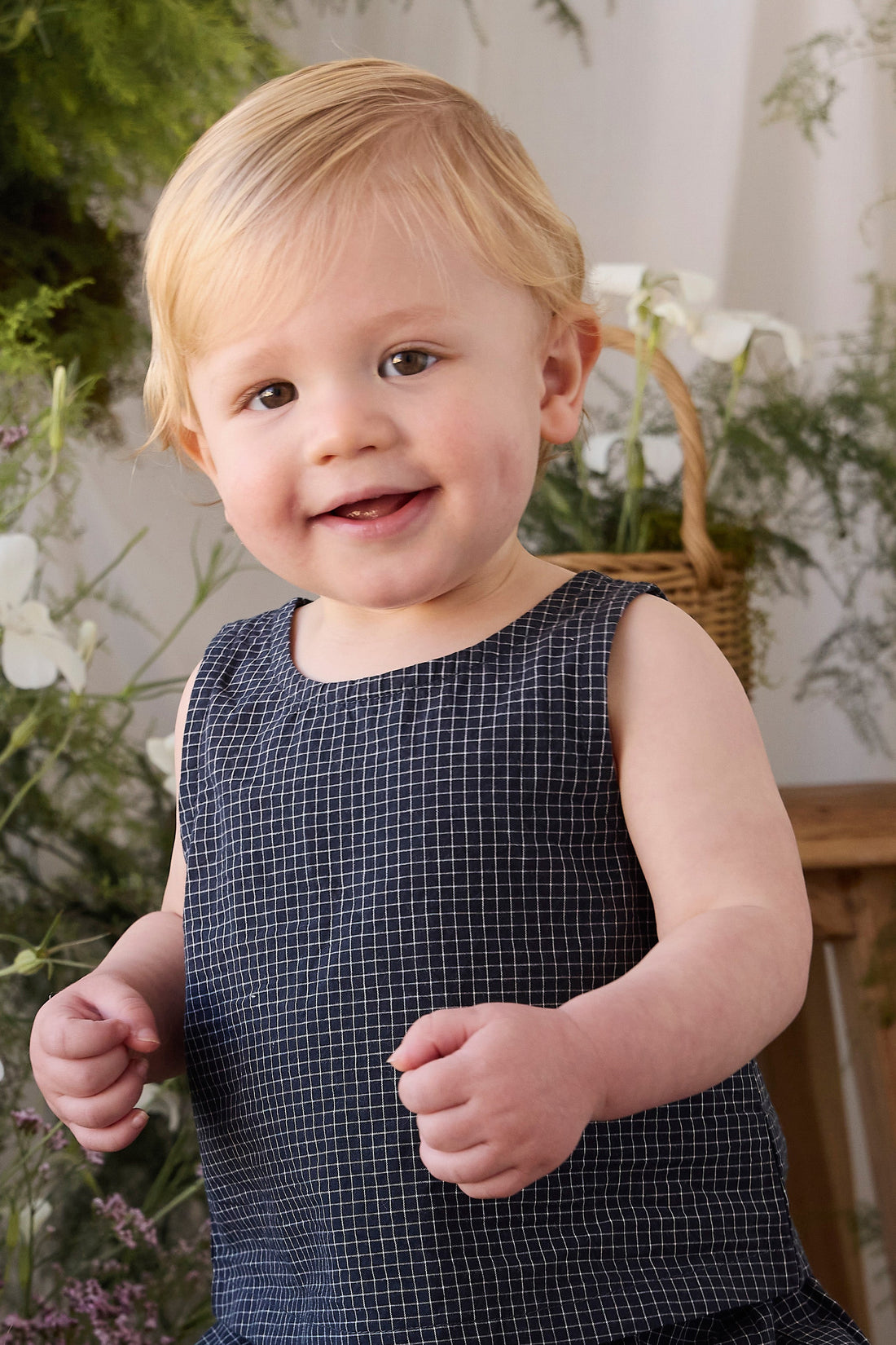 Organic Cotton Winslow Top - Eclipse Grid Childrens Top from Jamie Kay Australia