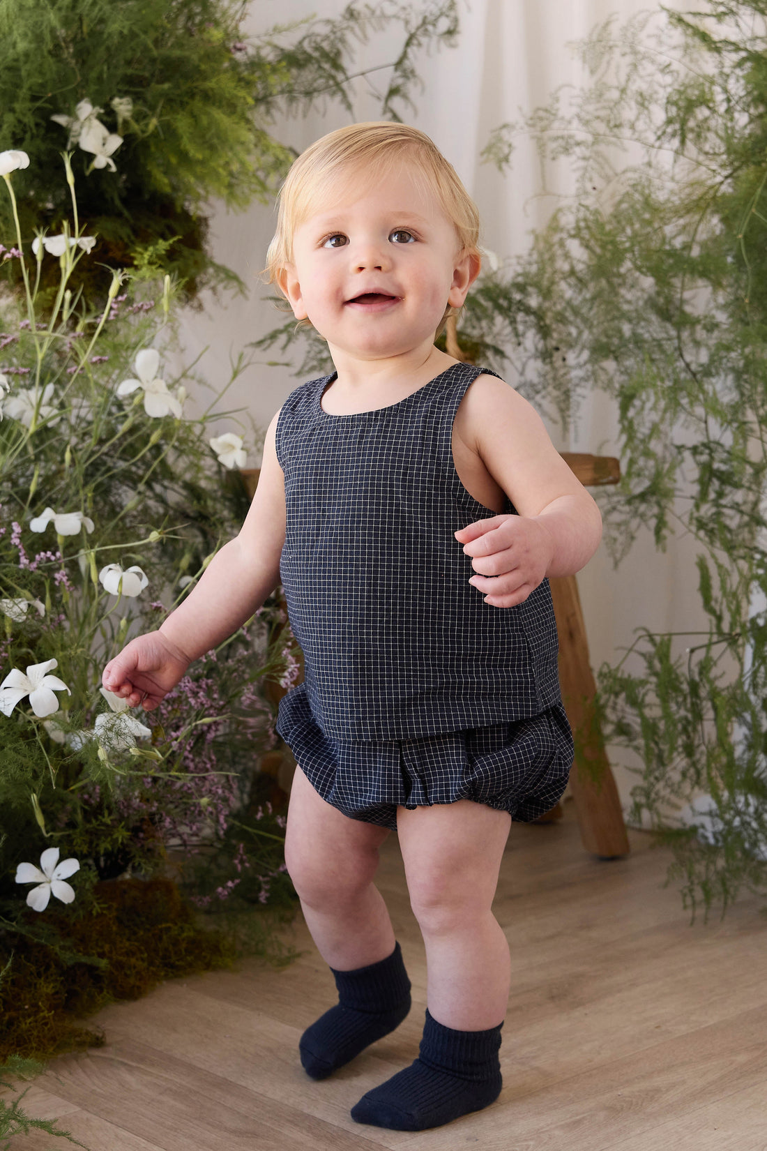 Organic Cotton Eliane Bloomer - Eclipse Grid Childrens Bloomer from Jamie Kay Australia
