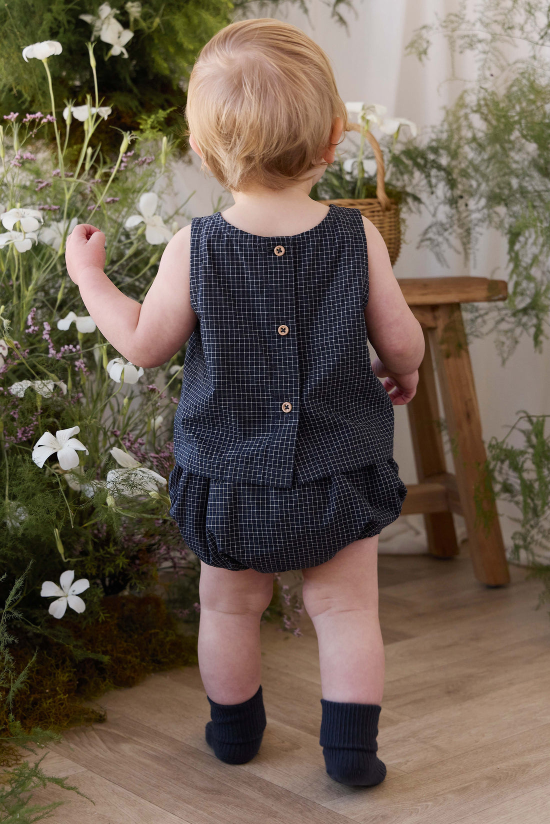 Organic Cotton Eliane Bloomer - Eclipse Grid Childrens Bloomer from Jamie Kay Australia