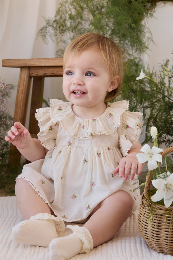 Organic Cotton Frannie Playsuit - Rosebud Egret Childrens Playsuit from Jamie Kay Australia