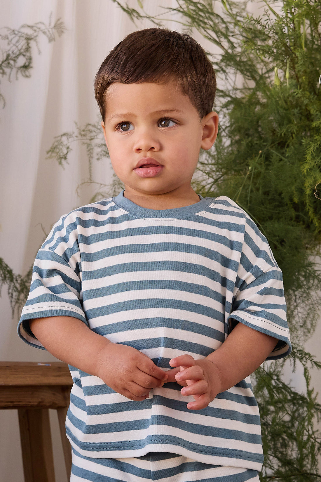 Pima Cotton Edward Tee - Essential Stripe Cloud/Honolulu Childrens Top from Jamie Kay Australia