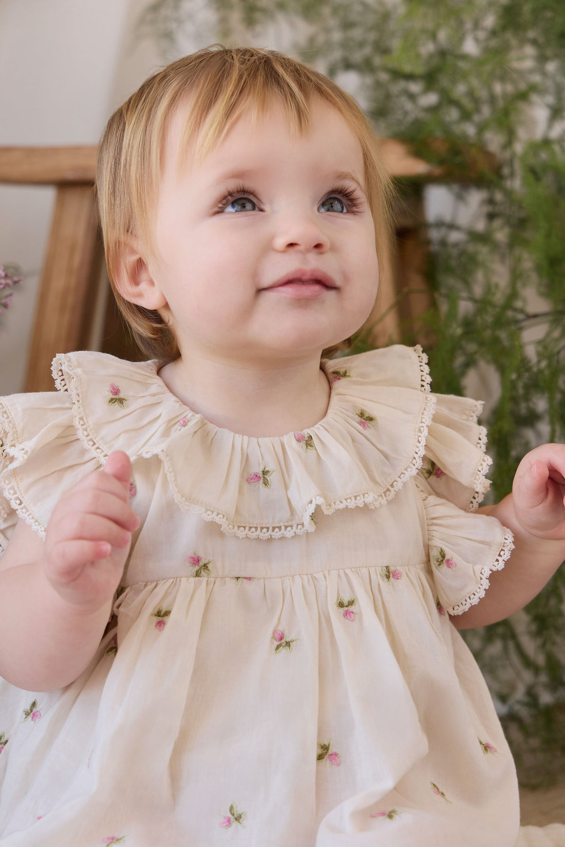 Organic Cotton Frannie Playsuit - Rosebud Egret Childrens Playsuit from Jamie Kay Australia