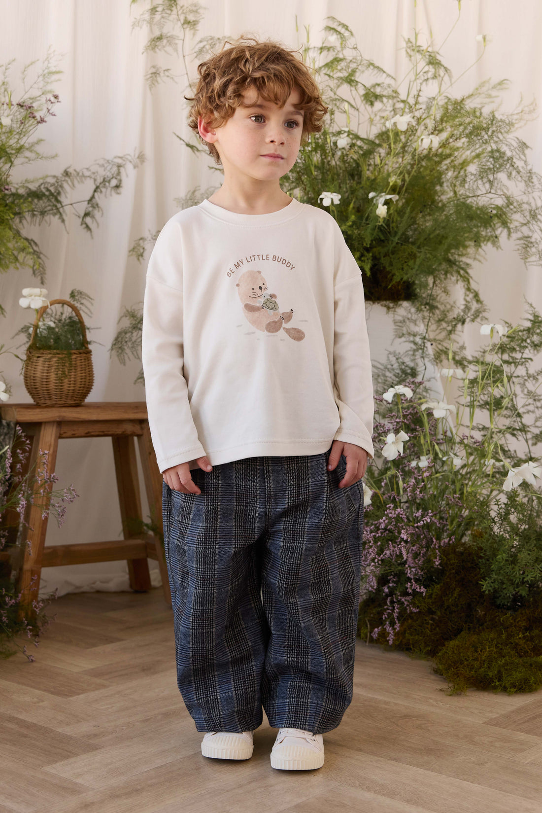 Pima Cotton Edward Long Sleeve Top - Otter Buddy Cloud Childrens Top from Jamie Kay Australia