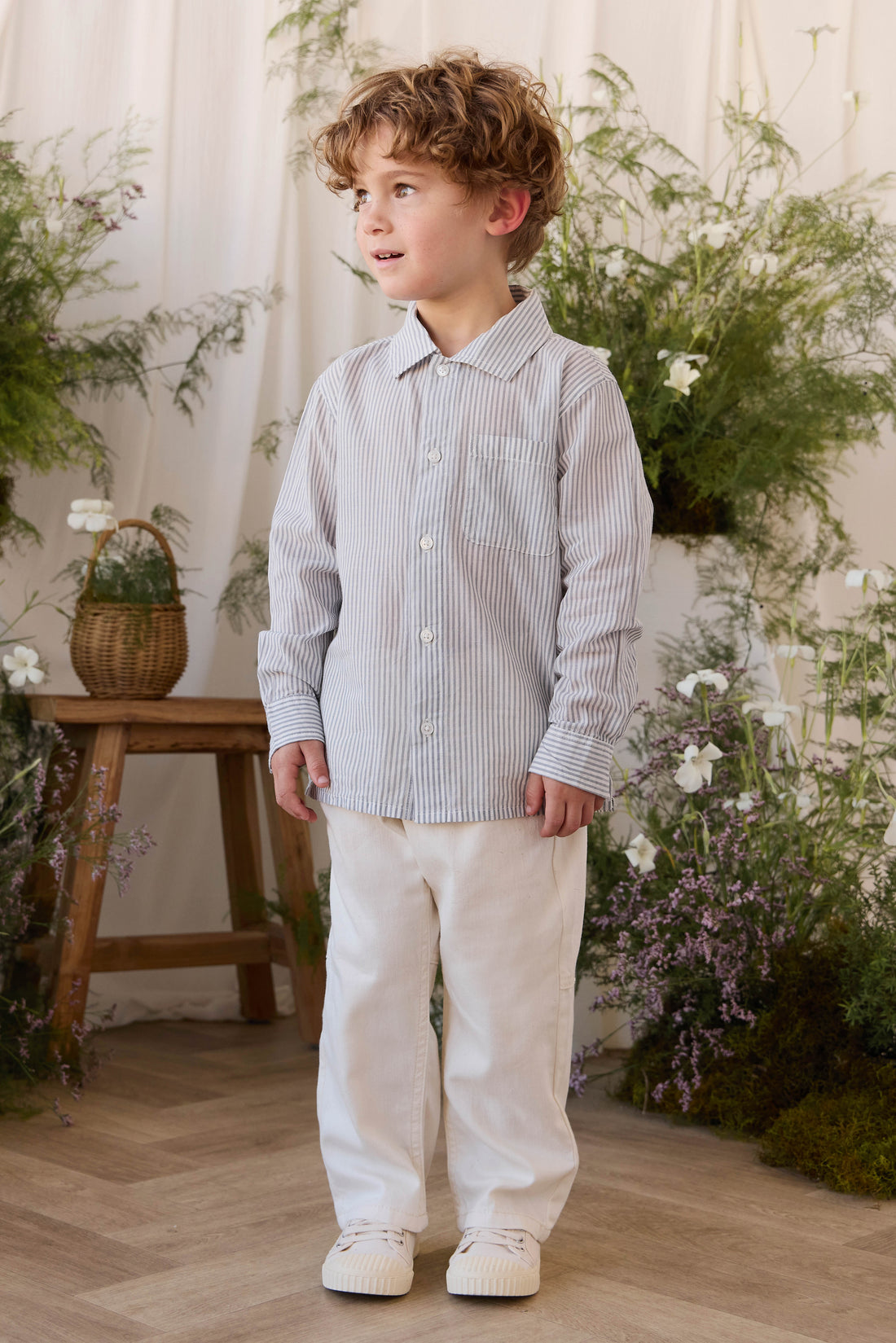 Organic Cotton Isaiah Shirt - Harbour Stripe Childrens Top from Jamie Kay Australia